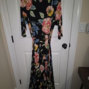 Solid Black and Pink Flutter Sleeve Cocktail Dress